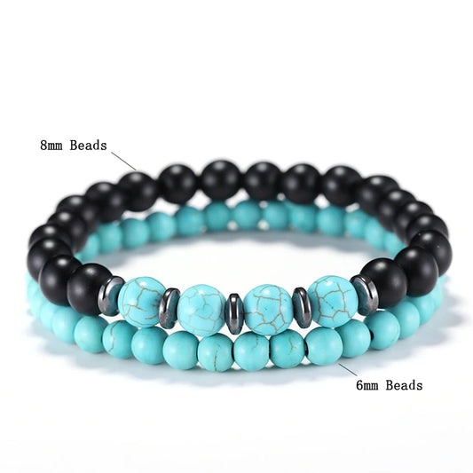 Pair Tiger Eyes Stone Strand Bracelet