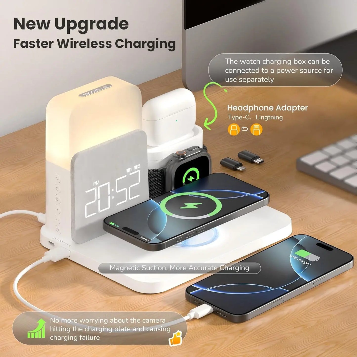 7-in-1 MagSafe Alarm Clock Charger-Wireless Station