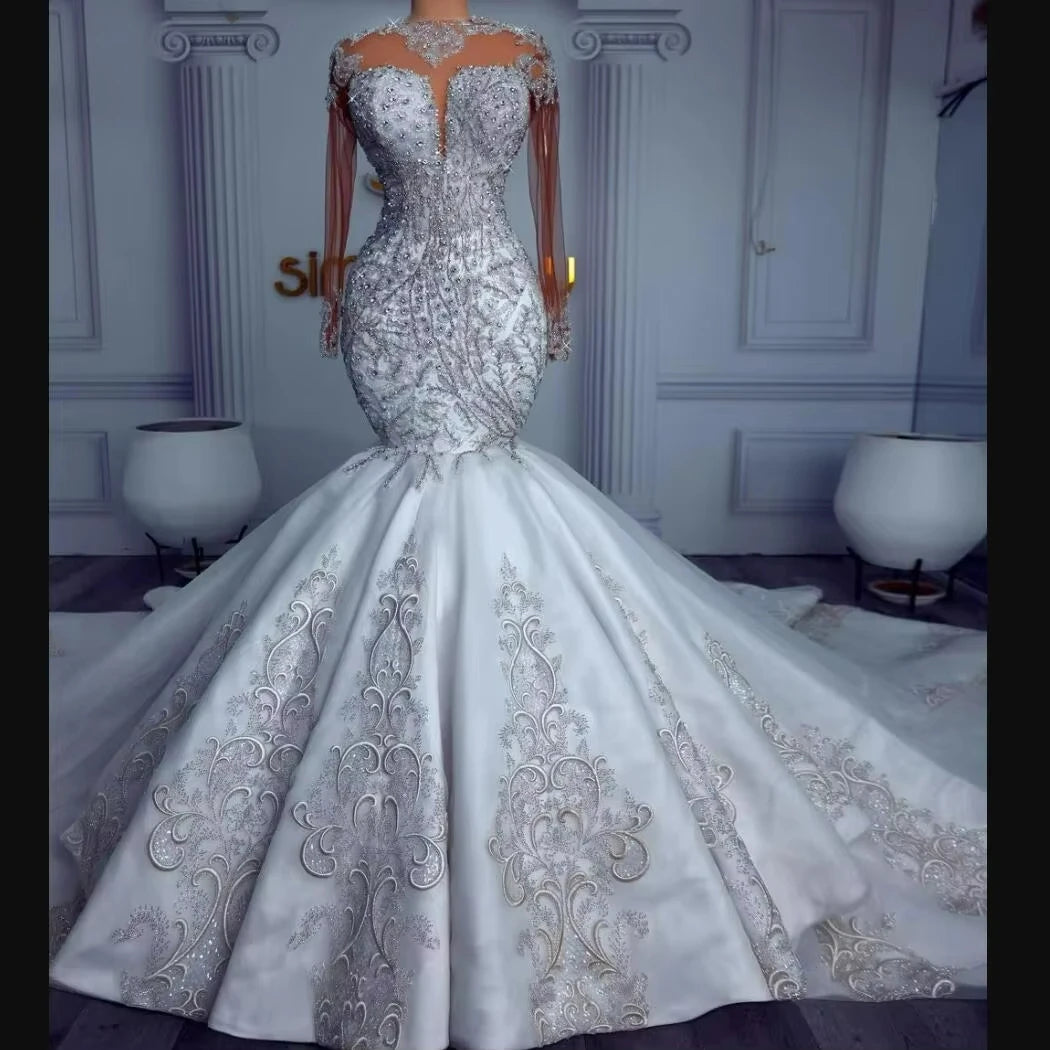 Backless Satin Mermaid Wedding Dress with Train