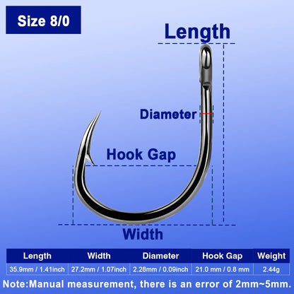 9KM 25Pcs High Carbon Steel Non-offset Circle Live Bait Hooks
