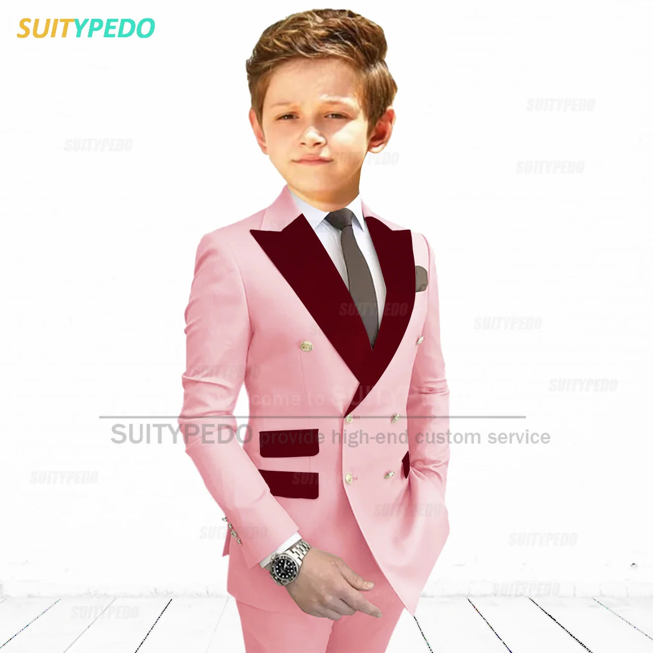 Slim Fit Peaked Lapel Formal Blazer and Pants Two Piece Suit