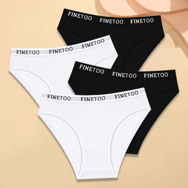 FINETOO 4Pcs Cotton Breathable Panties