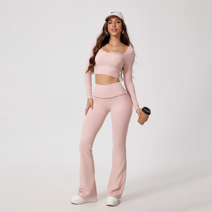 2Pcs Quick-Dry Long-Sleeved Shirt & Leggings Set