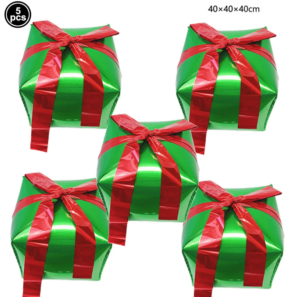 Large Santa Claus Foil Balloons & Christmas Tree Gift Box Decor