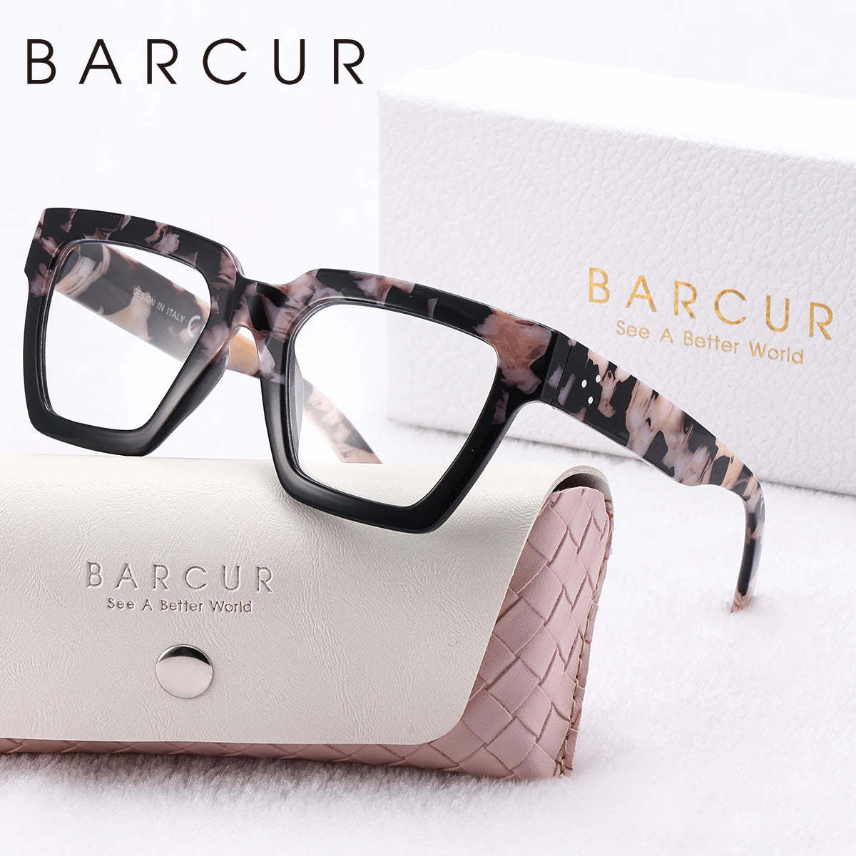 Square Thick-Frame PC Reading Glasses with Case