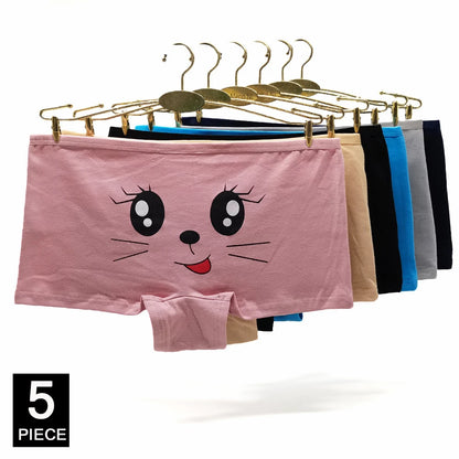 5Pcs Cotton Low Rise Boyshorts