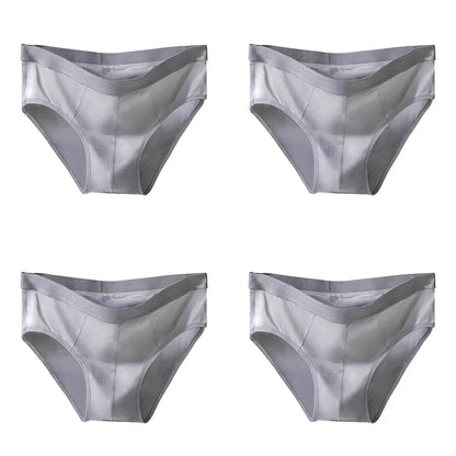 4-Piece Men's Ice Silk Breathable Briefs - Plus Size Bulge Pouch Underwear