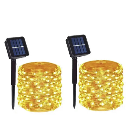 Outdoor Solar LED String Lights - Waterproof Copper Wire Garland