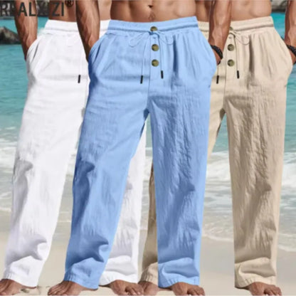Cotton and Linen Summer Solid Color Loose Breathable Thin Pants