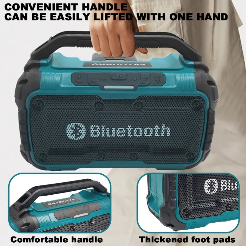 Portable Cordless Bluetooth Jobsite Speaker Compatible with Makita 18V Battery