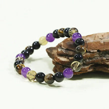 Natural Tiger's Eye & Amethyst Bead Stretch Bracelet