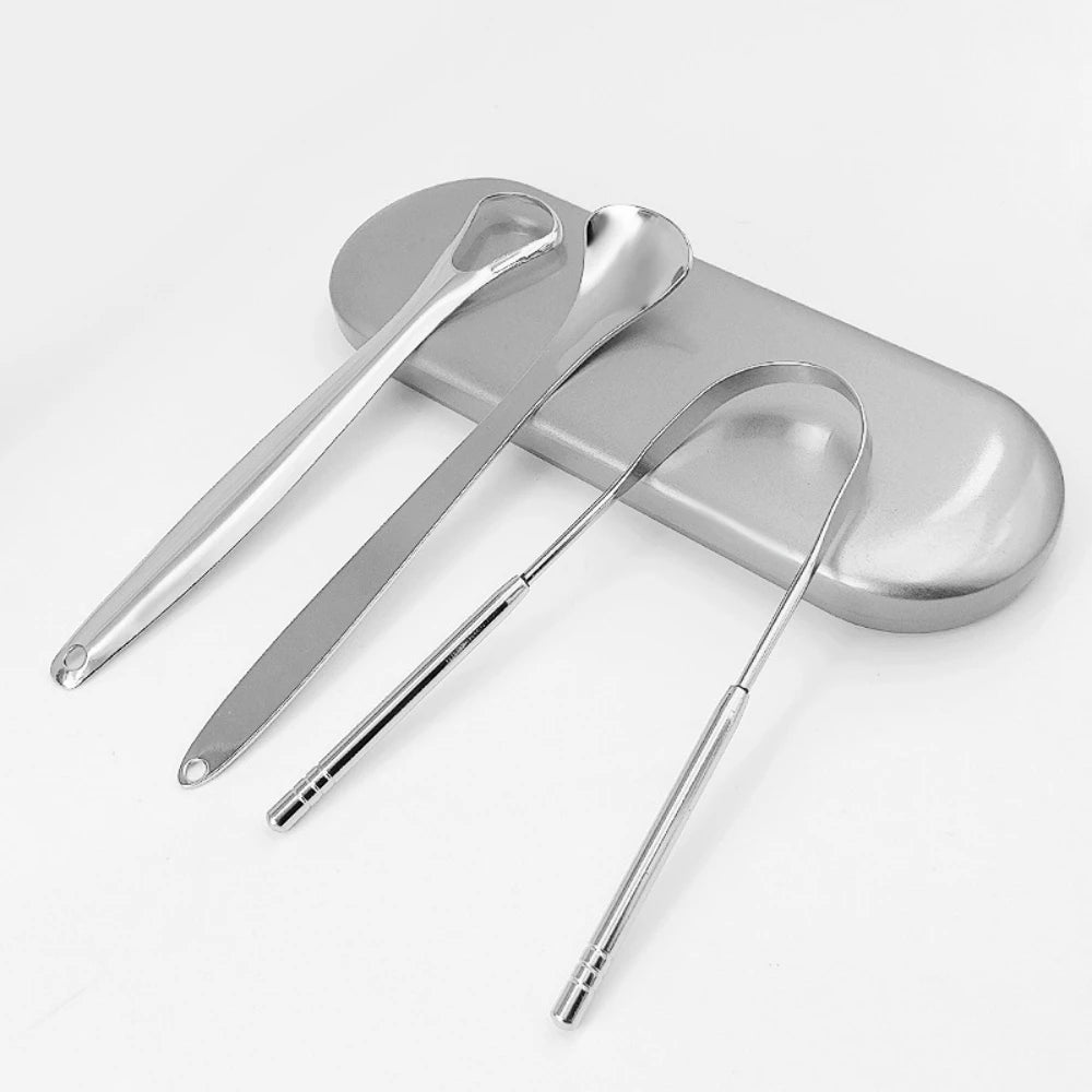 Stainless Steel Tongue Cleaner With Travel Case