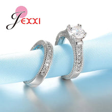 Elegance 925 Sterling Silver 2 PCS Paved Ring Set