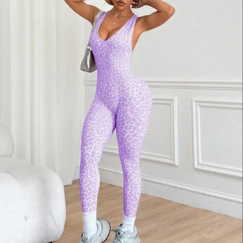 Leopard Print Scrunch Athletic Suit