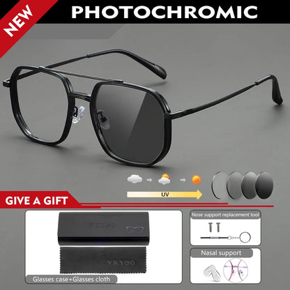 Retro Aviator Anti-Blue Light Glasses with Custom Reading Lenses