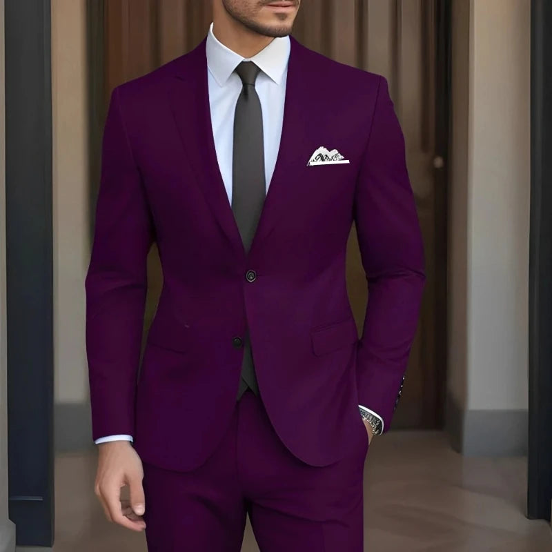 Men's Elegant Single-Breasted Slim Fit 3-Piece Linen Suit Set