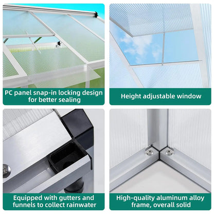 6x10 FT Heavy-Duty Walk-In Polycarbonate Outdoor Greenhouse