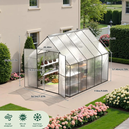 Heavy-Duty Walk-In Polycarbonate Outdoor Greenhouse