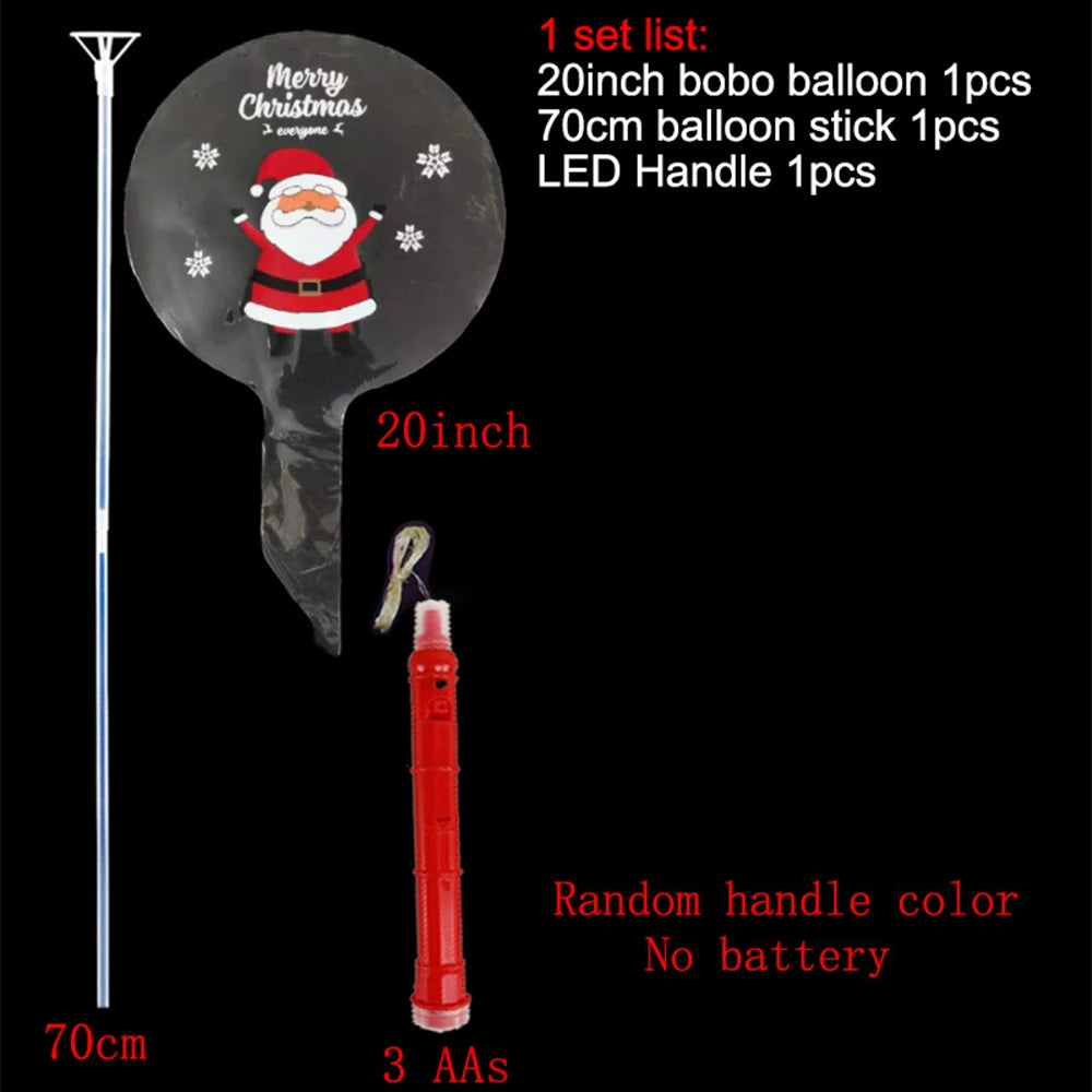 Christmas LED Light Up Bobo Balloons, 20 Inch Bubble Balloons with 3 Levels Flashing Handle