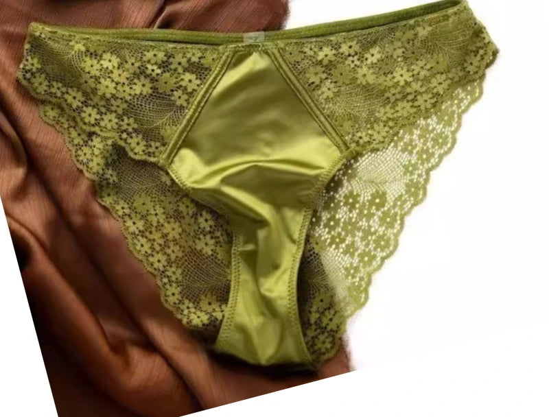 Satin Half-Cup Underwire Bra & Lace Trim Lingerie Set