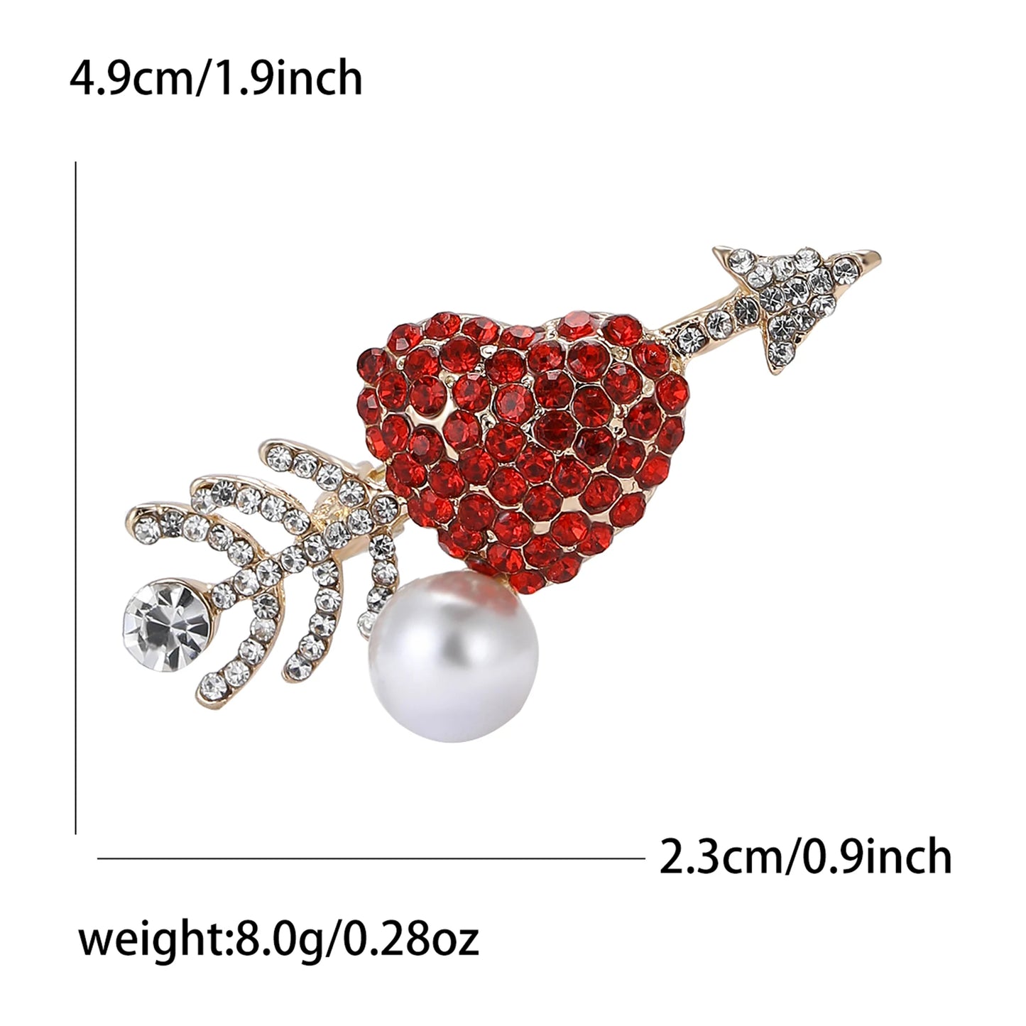 Valentine's Day Romantic Rhinestone Heart Brooches