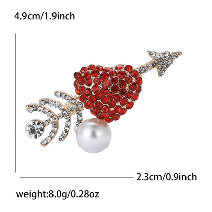 Valentine's Day Romantic Rhinestone Heart Brooches