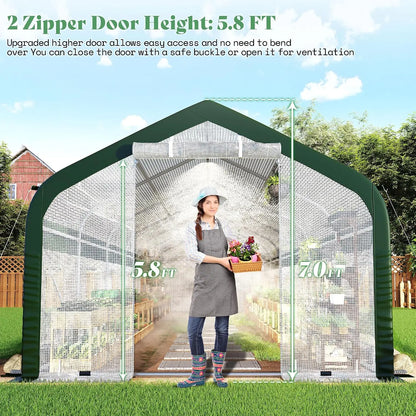 34x10x7 FT Walk-in Tunnel Greenhouse with Watering System