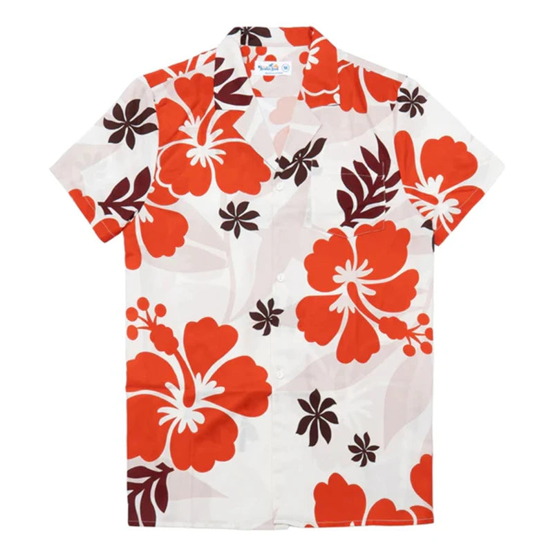 Men’s Vintage 3D Printed Casual Short Sleeve Button-Down Shirt – Summer Beach & Streetwear Top