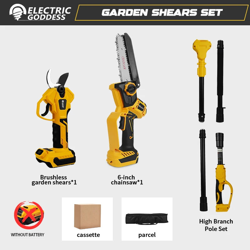 Brushless 1380W Electric Chainsaw with Telescoping Pole Pruner