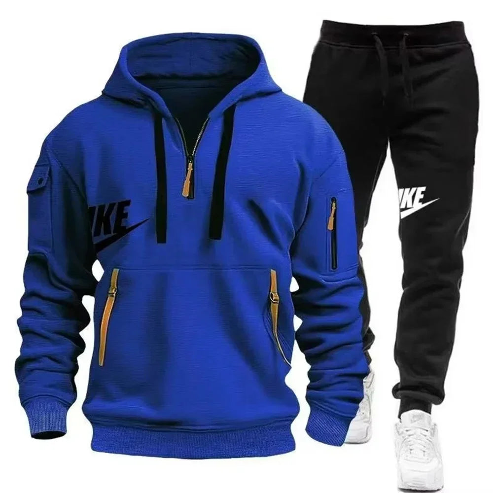 Warm Zippered Hoodie + Athletic Pants Set