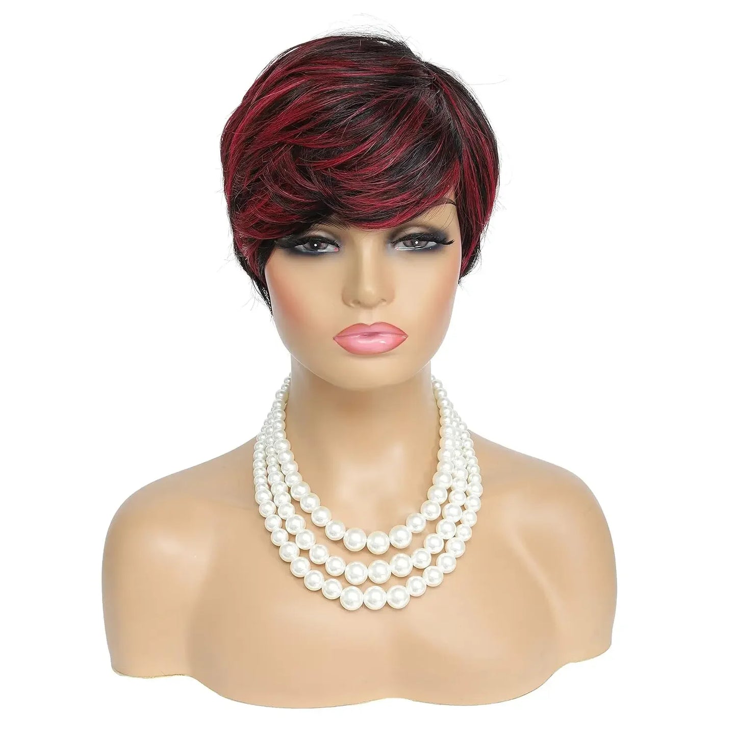 Women's Ombre Red Synthetic Pixie Cut Wig