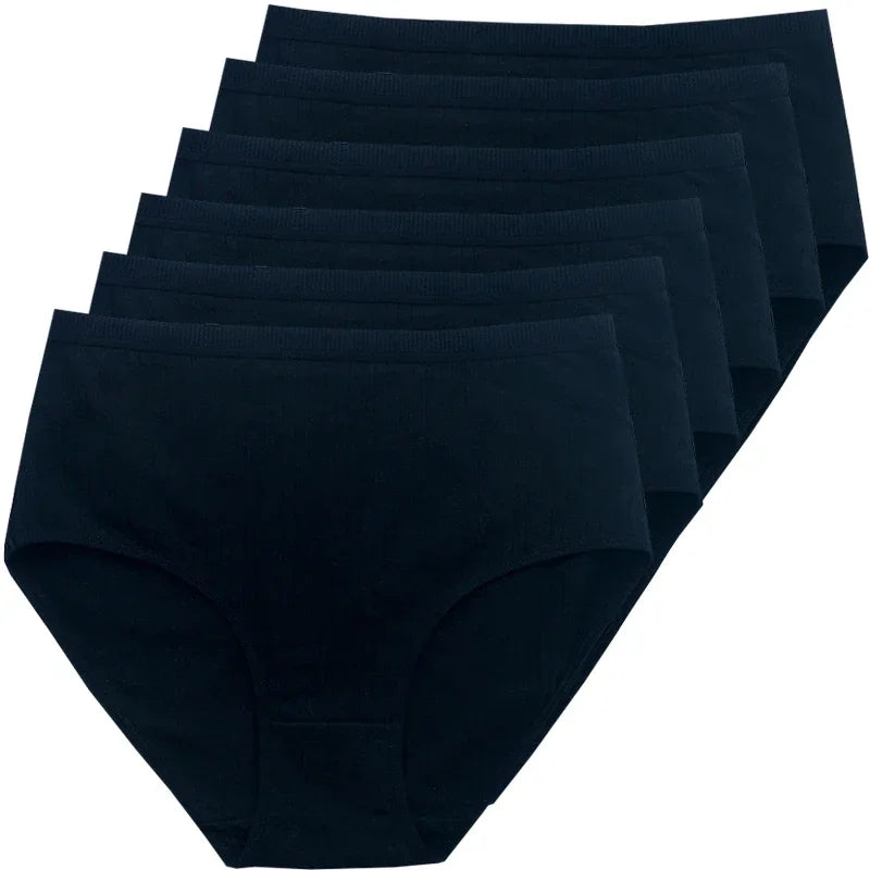 Chen Asta Women's Cotton High-Waist Briefs (6-Pack) - Breathable Plus Size Panties
