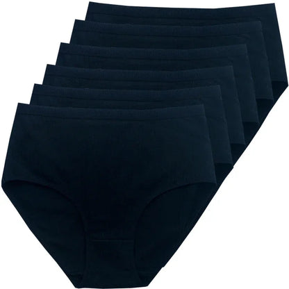Chen Asta Women's Cotton High-Waist Briefs (6-Pack) - Breathable Plus Size Panties