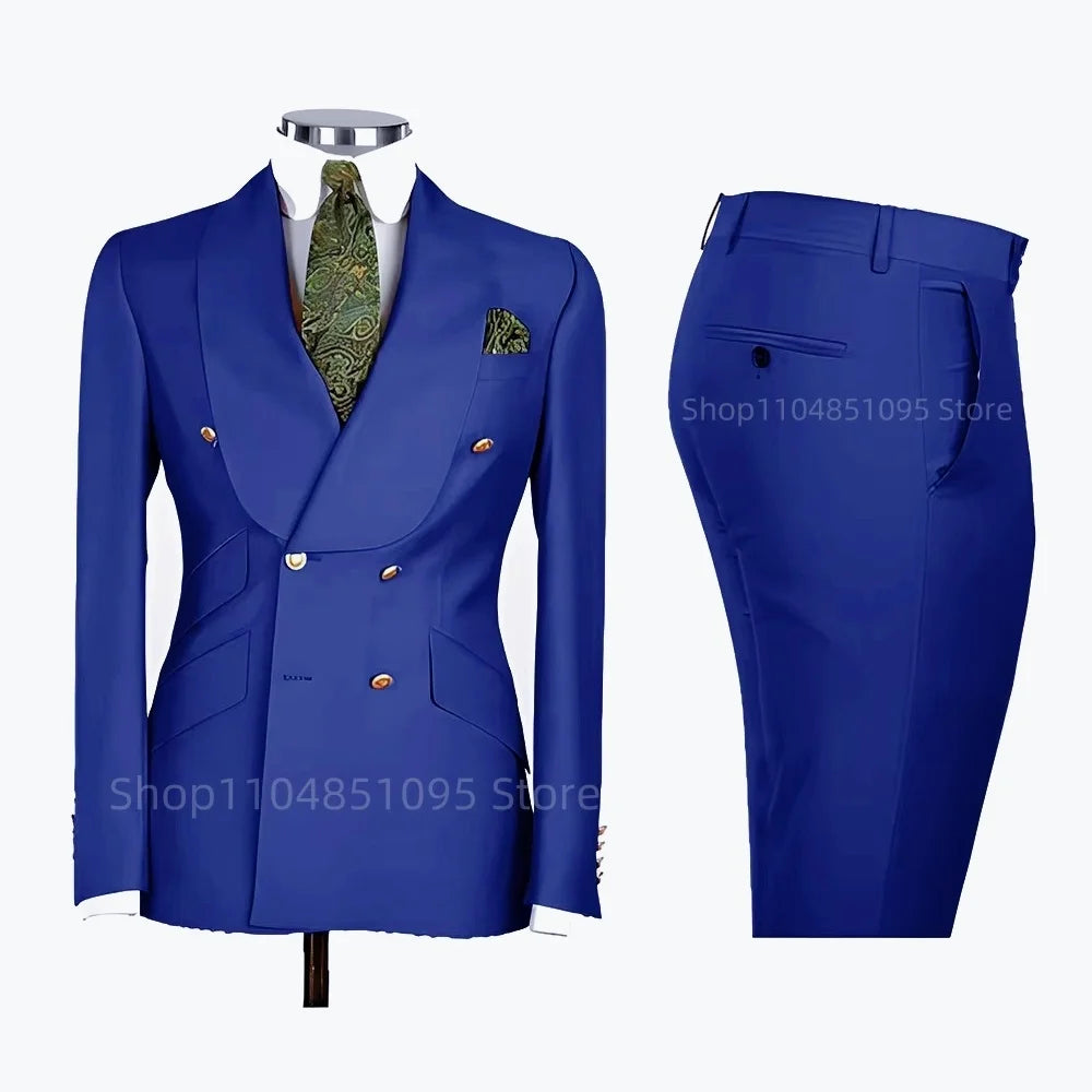 Men's Formal Double-Breasted Business & Wedding Suit Set