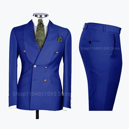 Men's Formal Double-Breasted Business & Wedding Suit Set