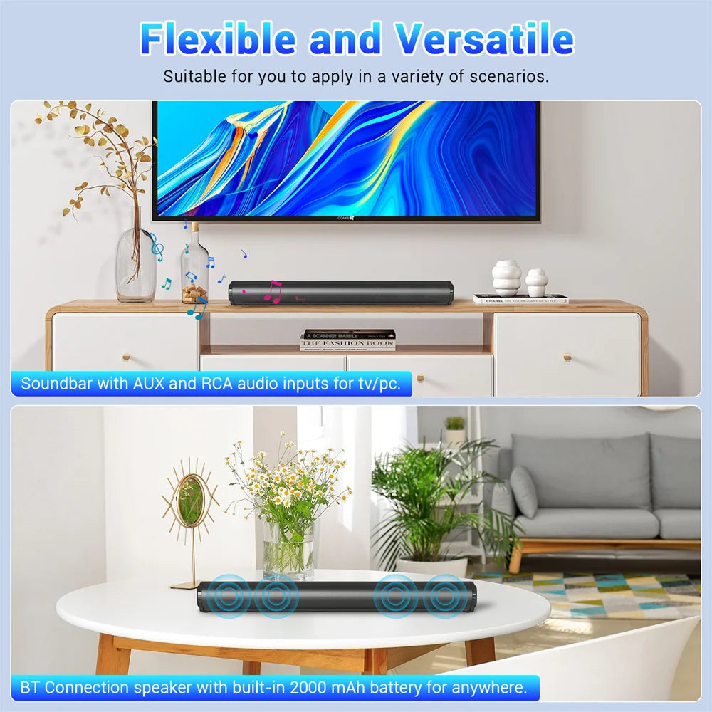 Wireless Bluetooth TV Soundbar Speaker with Subwoofer Effect