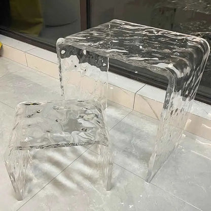 Water Ripple Acrylic Stool & Modern Transparent Footstool