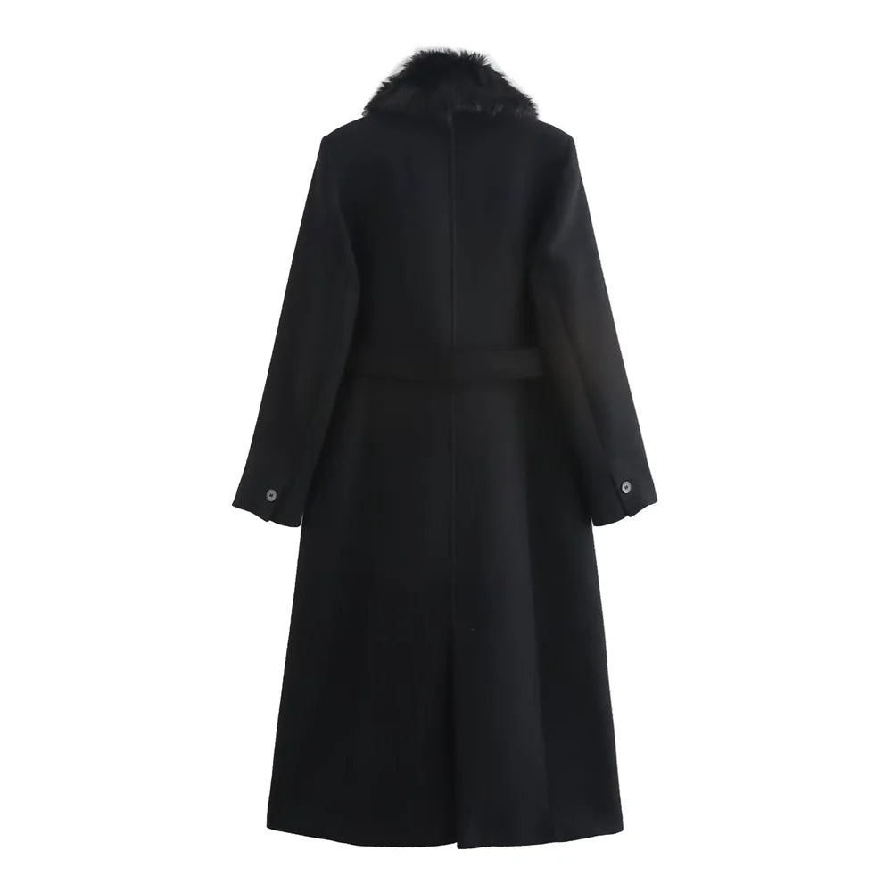 Women's Elegant Long Wool Blend Coat