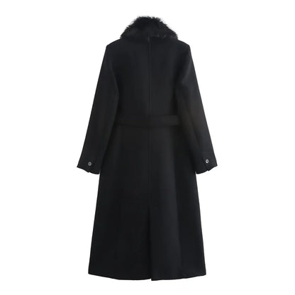 Women's Elegant Long Wool Blend Coat