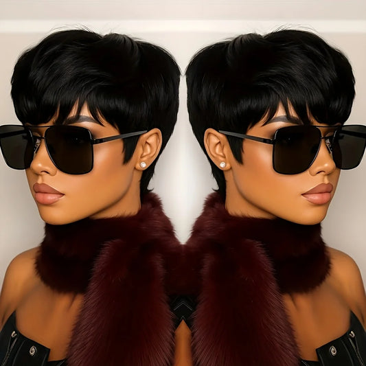 Short Straight Human Hair Wig
