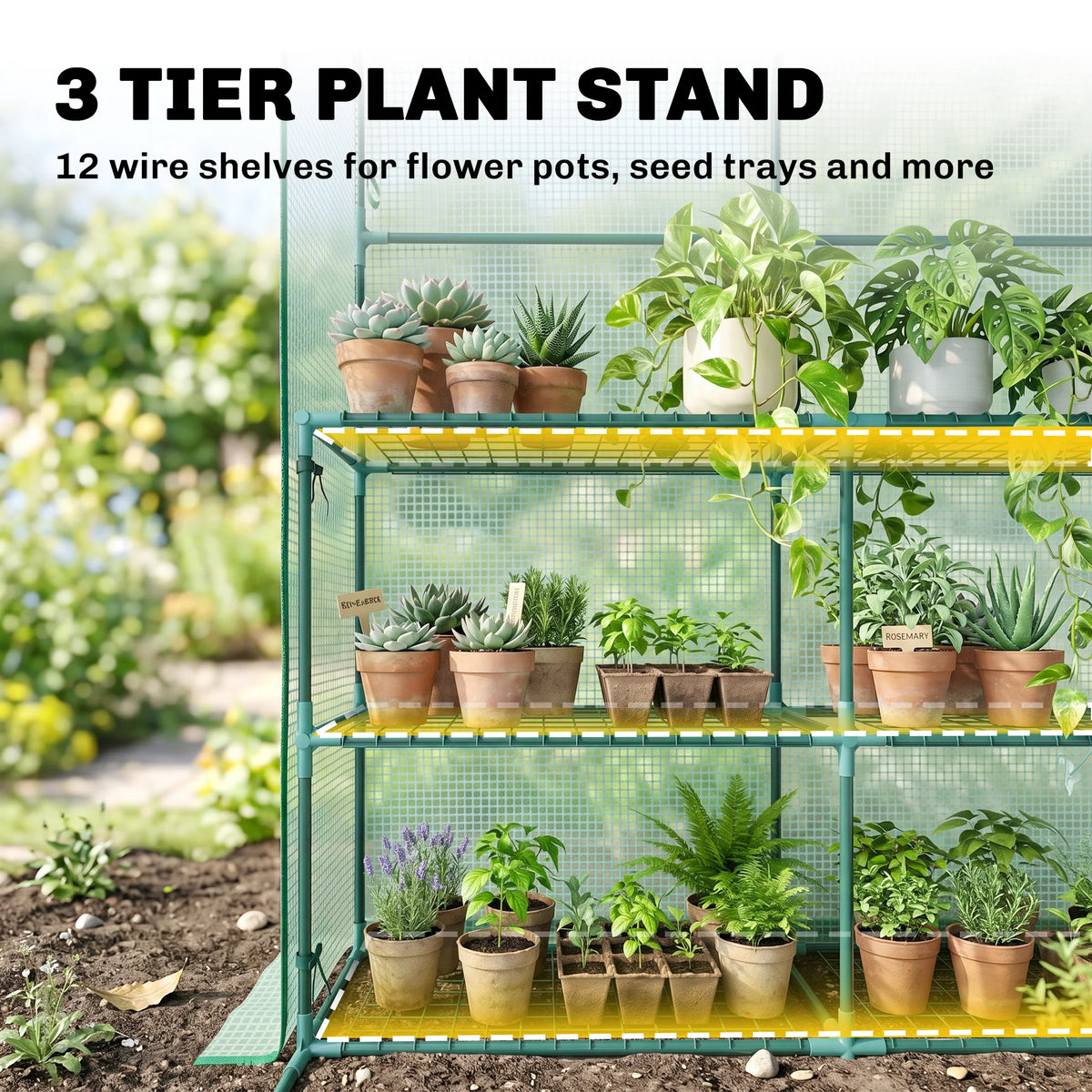 Outsunny 7' x 5' Walk-In Outdoor Garden Greenhouse with Shelves & PE Cover
