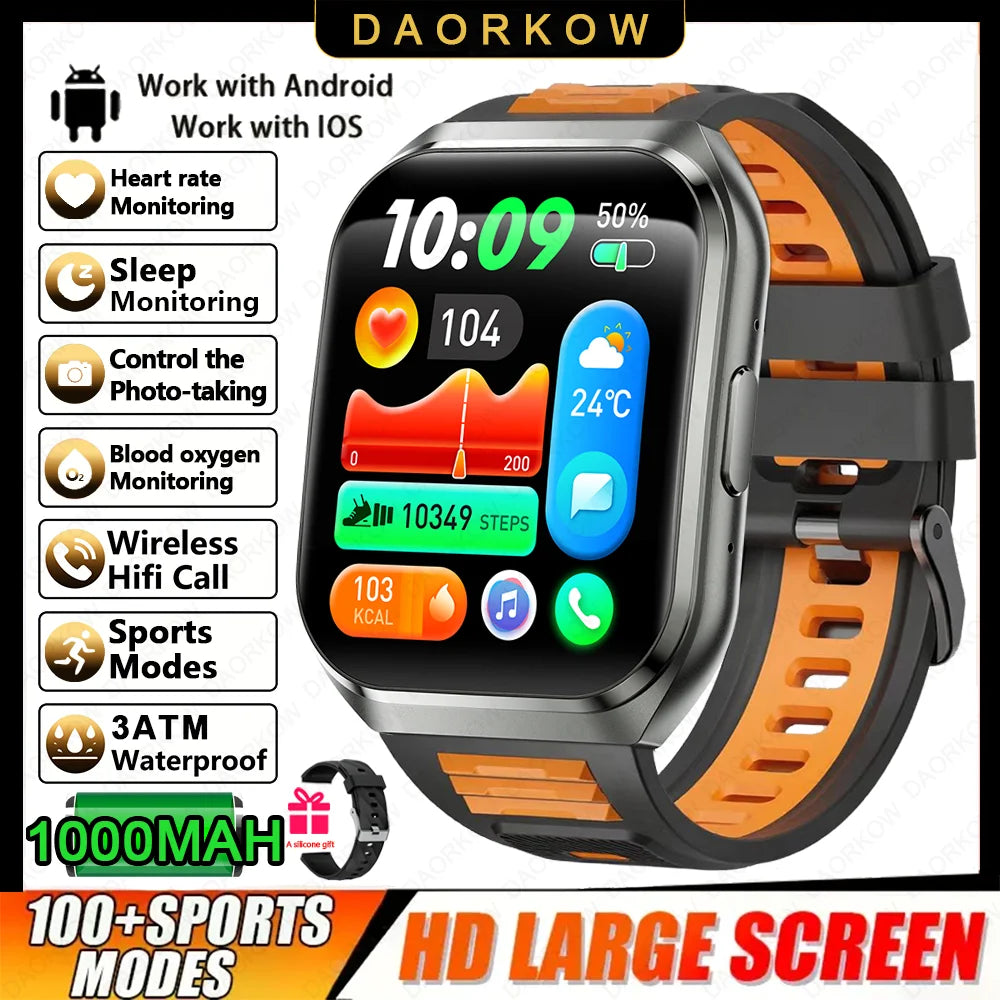 Men's Outdoor Rugged Smartwatch with 1000mAh Battery (IP68 Waterproof)