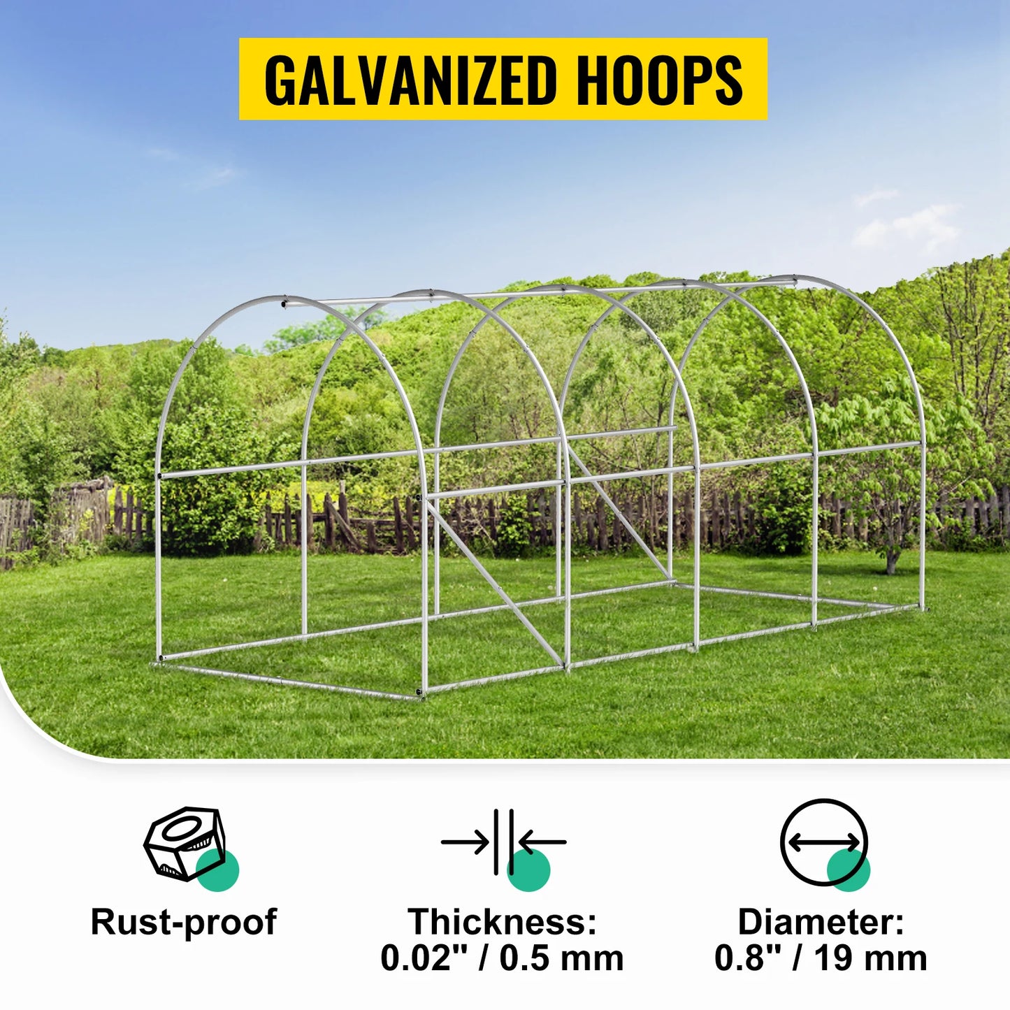 SucceBuy Walk-in Tunnel Greenhouse with Galvanized Frame & Waterproof Cover