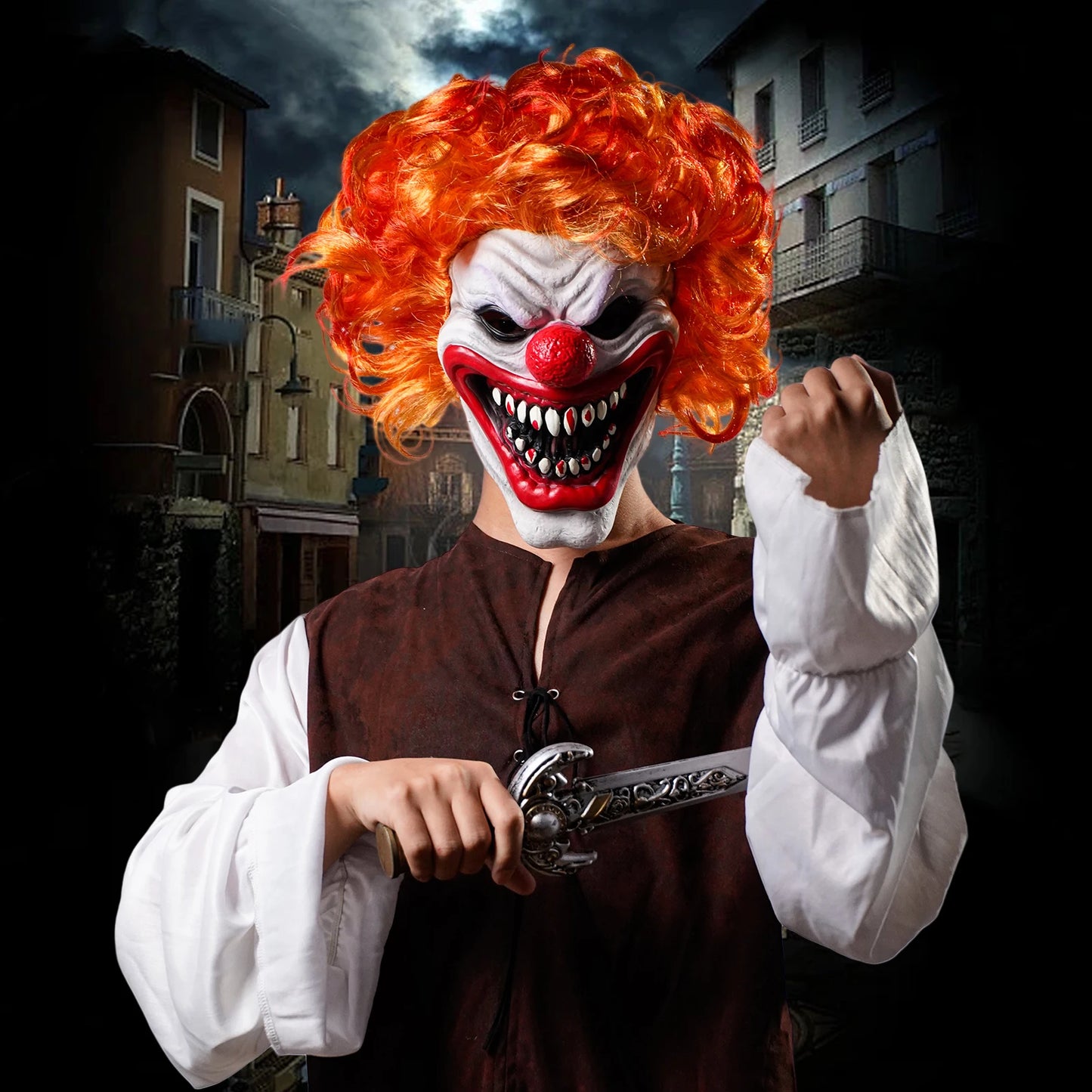 Scary Red Nose Clown Mask