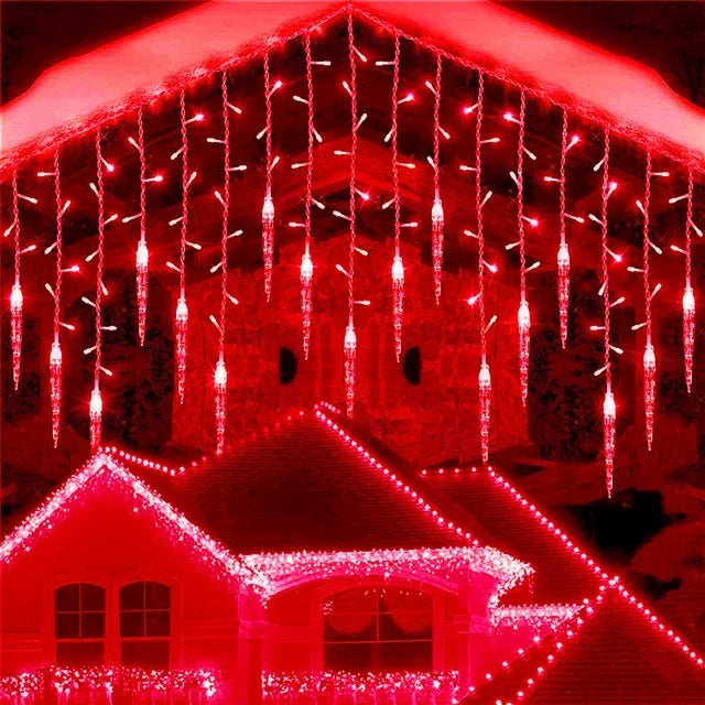 Street Garland LED Light Curtain Icicle String Lights for Outdoor Christmas Decor