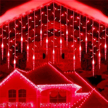 Street Garland LED Light Curtain Icicle String Lights for Outdoor Christmas Decor
