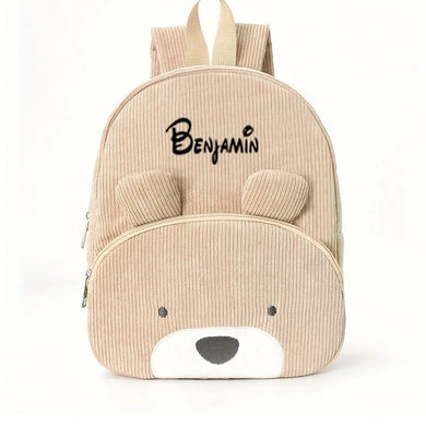 Cartoon Bear Corduroy Embroidered Backpack