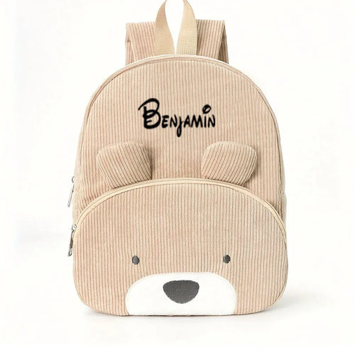 Cartoon Bear Corduroy Embroidered Backpack