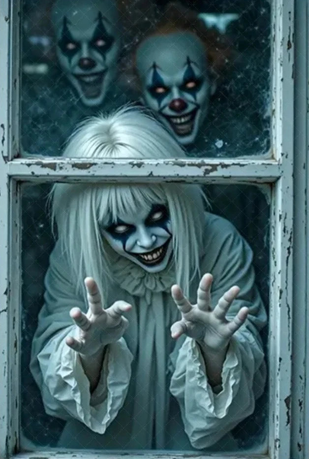 Scary Halloween Window Curtain & Backdrop