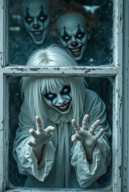 Scary Halloween Window Curtain & Backdrop